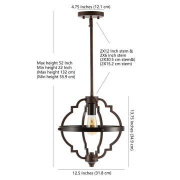 Ogee 12.5" Adjustable Iron Rustic Industrial LED Pendant - JONATHAN Y
